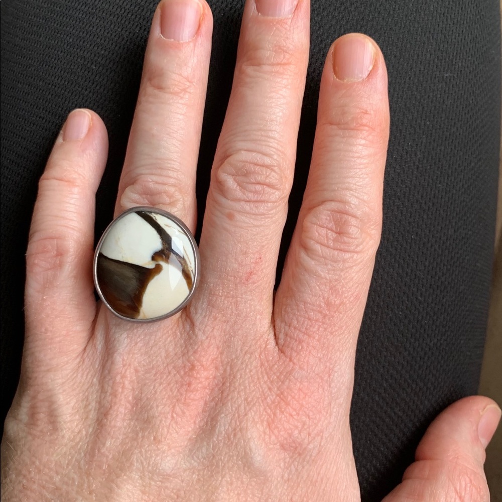 925 Sterling Silver Agate Cocktail Ring
